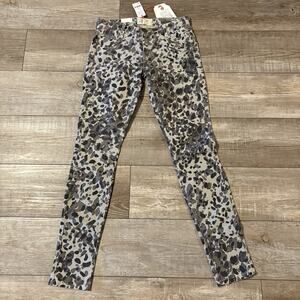 NEW Current/Elliott Jeans Women 25 Gray Leopard Print Ankle Skinny Stretch Denim